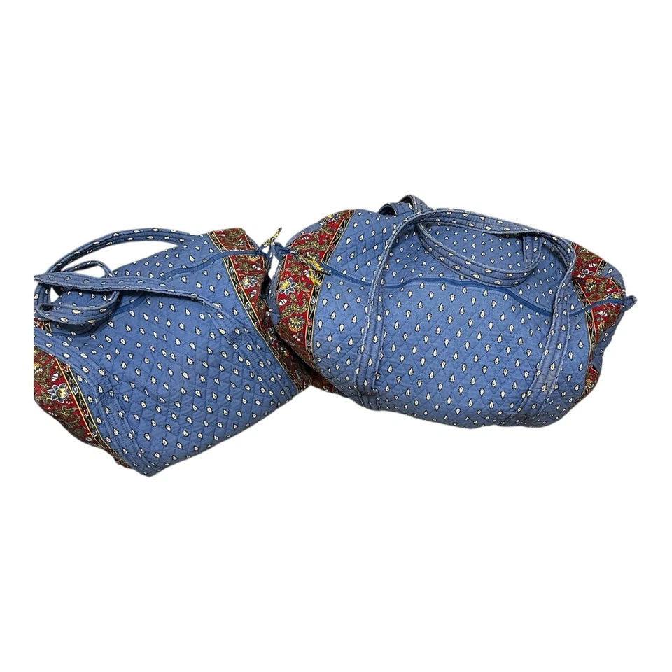 VTG 1990s Vera Bradley French Blue Country Duffle Bag Luggage Set 3 Piece XL L M - Image 4 of 4
