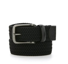 Original Penguin Men's BRAIDED STRETCH BELT Black Genuine Leather L 38-40