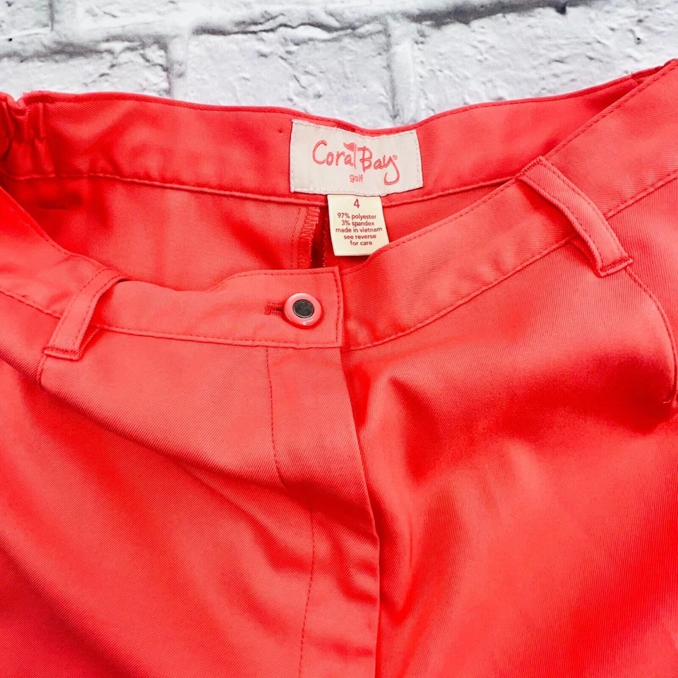Bermudas de golf Coral Bay para mujer 4 frente plano elástico coral tiro alto Foto 4 de 4