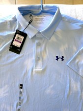 NWT 70 Men's Under Armour UPF 40 Golf Playoff Polo Shirt 2XL Sky Blue Loose Fit