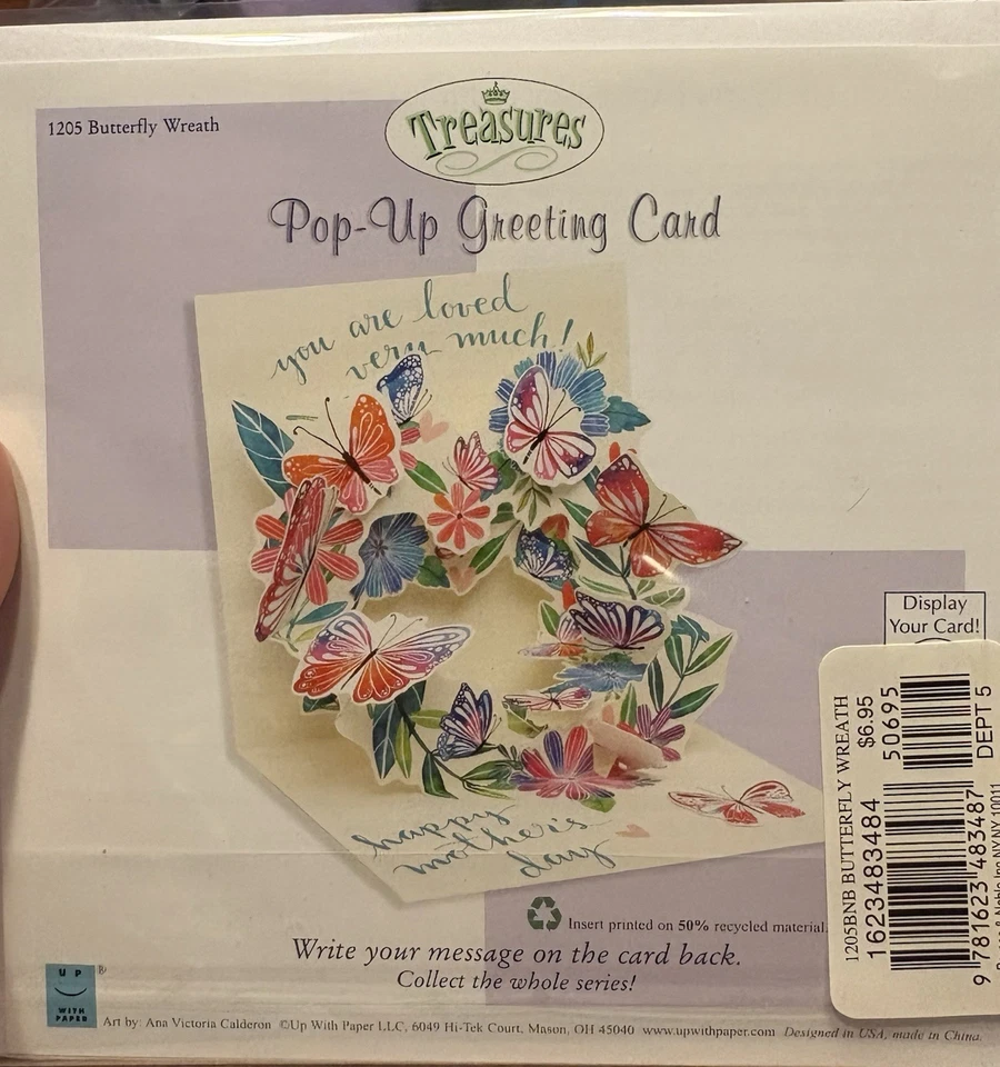 Happy Mother's Day Butterfly 3D Treasures Pop-Up Greeting Card Up With Paper - Image 2 of 3