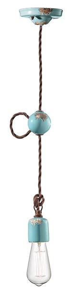 Pendelleuchte Keramik E27 Ø 5,5 Cm Schmal Industrial Hellblau Shabby HäNgelampe-image