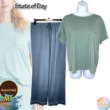 NWT State of Day Women's M 2-Pc. Fluid Knit Pajamas Set 100189787 Assorted