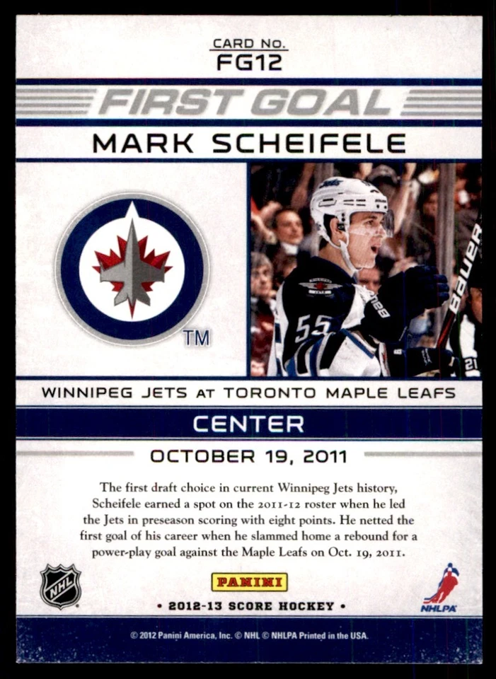 2012-13 Score First Goal Mark Scheifele Winnipeg Jets #FG12 - Image 2 of 2