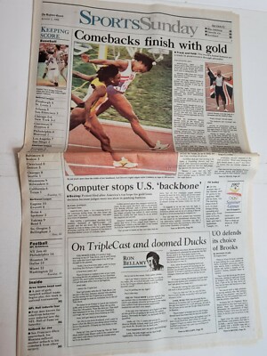 Vintage 1990s Newspaper Sports Section 1992 Olympics Sprinting Track and Field