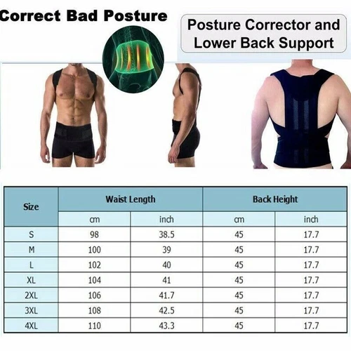 Back Brace Posture Corrector Women Men Shoulder Straightener Adjustable Support - Picture 3 of 13