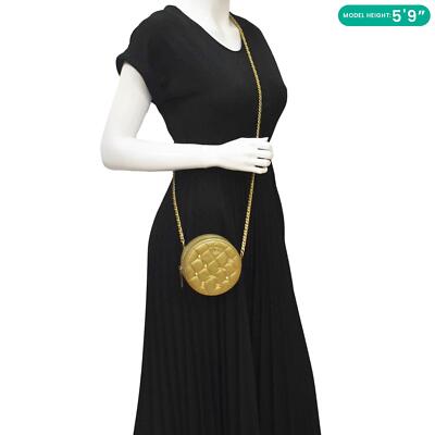 CHANEL Egyptian Amulet Round Quilted Metallic Lambskin Chain