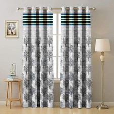 2 Piece Dry Tree Printed Eyelet Ringtop Hippie Door Window Curtains Set 5 7 Feet