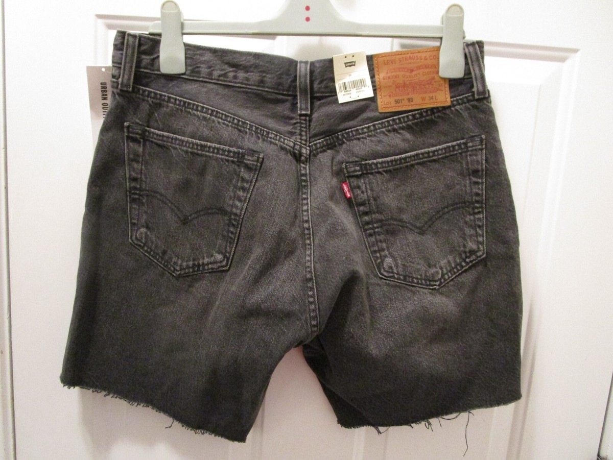 URBAN OUTFITTERS LEVI 501 90'S BLACK DENIM CUTOFF SHORTS SIZE 34