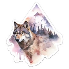 Watercolor Wolf Animal Sticker Vinyl Car Bumper Decal