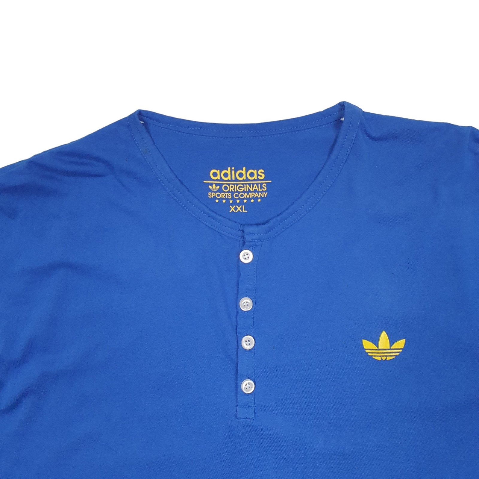 ADIDAS Blue T Shirt Tee Button up Short Sleeve Cotton Blend Mens M image 3