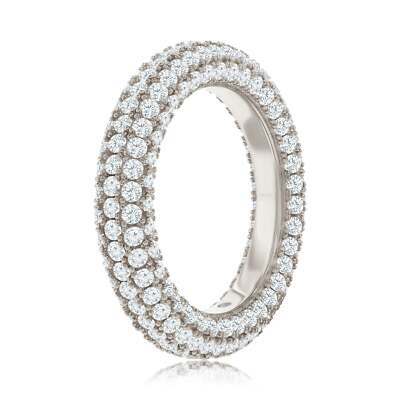 Suzy Levian Sterling Silver Cubic Zirconia Pave Round Eternity Band