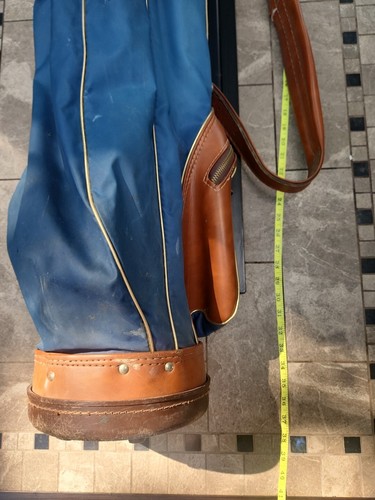 Vintage Hot-Z Golf Bag Blue With Brown Leather Original Snap On Rain Club Cover - Picture 13 of 13