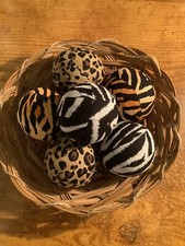 12 Leopard, Zebra, Tiger Rag Balls, Farmhouse Dough Bowl,Tiered Tray Decor, New