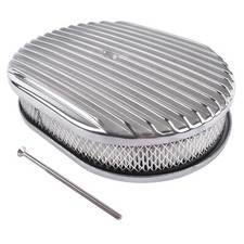 Brand New Aluminum 12 Oval Fully Finned Air Cleaner 4 Barrel For Sbc Bbc Chevy