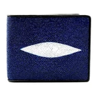 New Exsootti ฺBlue Real Ray Leather skin Men Bi-fold  Credit Card Wallet.