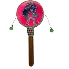 Spin Drum Tribal Wood Handle Spirit Bead Dance Beat Percussion