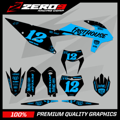 Custom MX Graphics Kit: KTM SX SXF EXC EXCF XC XCW 125-500 - FAST/H BLACK/BLUE