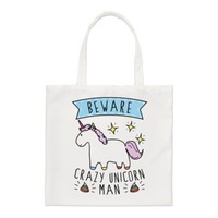 Beware VerrüCkt Einhorn Man Regular Tragetasche Lustig Schulter Shopper