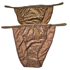SKIMS Burnout Velvet String Bikini Brief Chai  Sienna 3X