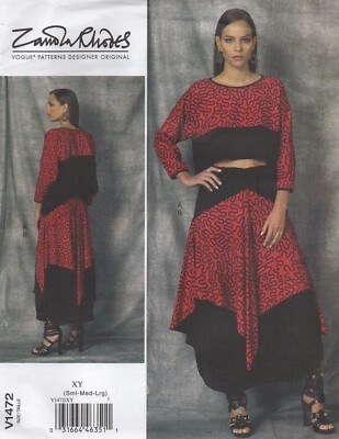 Vogue Schnittmuster 1472 Rock Top von Zandra Rhodes Colour Block Gr. 8 - 18 Neu