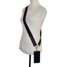 Black Rhinestone Crossbody Phone Strap w/ Gold Hardware NWT