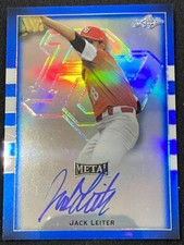 Jack Leiter BLUE Auto 2018 Leaf Metal Perfect Game All-American Classic 4/30