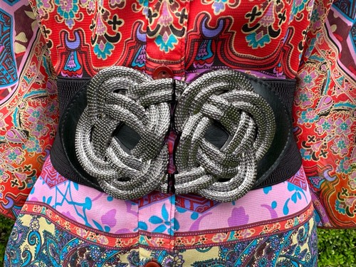 Infinity Interlocking KNOT Corset Wide Elastic Belt Stretch Celtic 80's VTG Zara