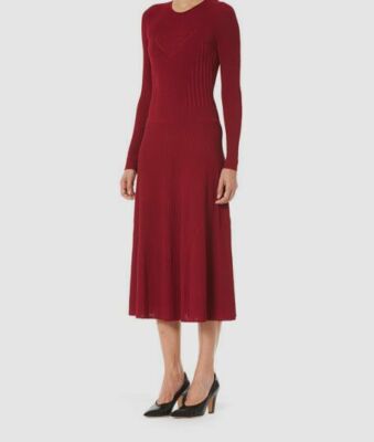 $2290 Carolina Herrera Women's Red Ribbed Long Sleeve Sweater Dress Size XS  | eBay