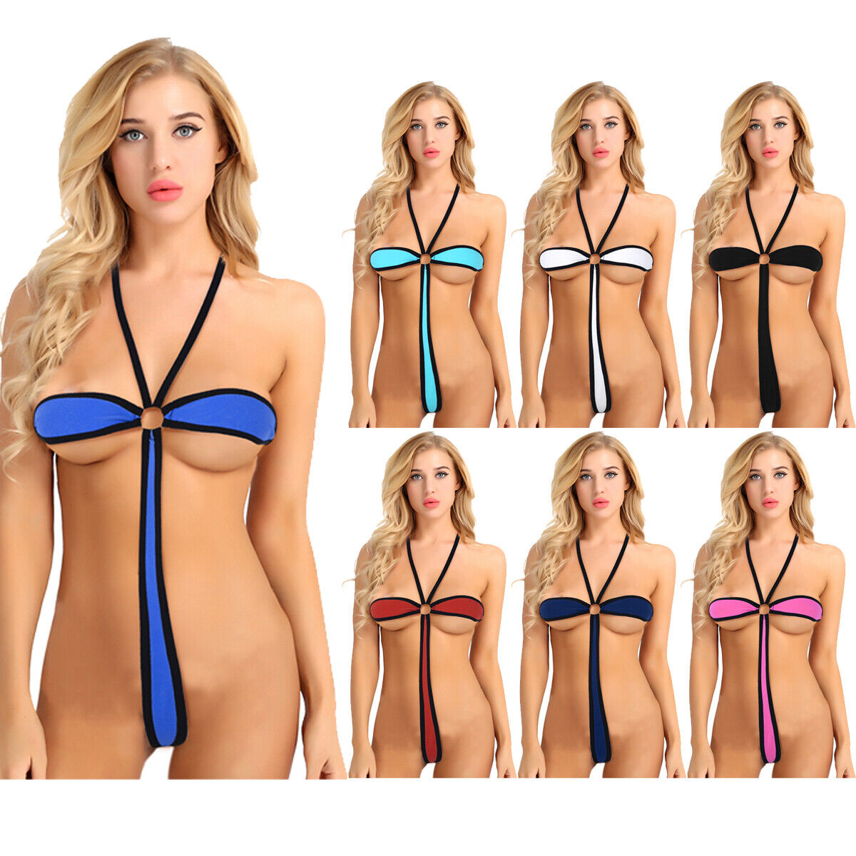 Udvej Æsel Morgen Women Sexy Micro Thong G string Bikini Swimwear One-piece Bodysuit  Beachwear | eBay