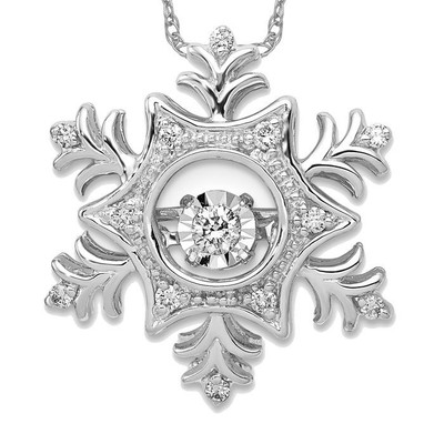 14K massiv Weißgold baumelnder Diamant Schneeflocke schwebende Kette Schieber Halskette