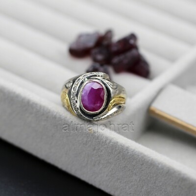 Natürlicher Rubin (unbehandelt) Ring 925 Silber - 100% Original Rubin - Laborzertifiziert