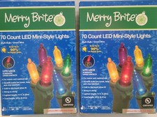 Lot of 2 Merry Brite 70 Ct Holiday LED Multicolor String Lights Green Wire