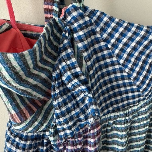 Anthropologie Maeve Waverly Dress One-Shoulder Checkered gingham midi asymmetric - Picture 7 of 16