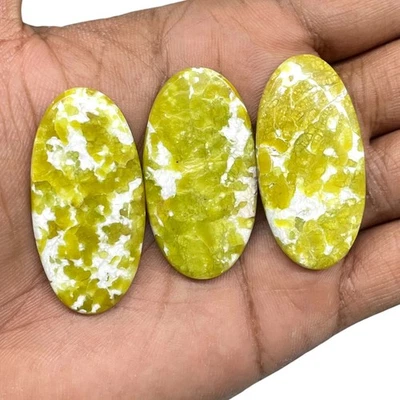3 Stück Natürlich Lizardit (Serpentine) 42-44mm Riesiges Lose Cabochon - Bild 1 von 4