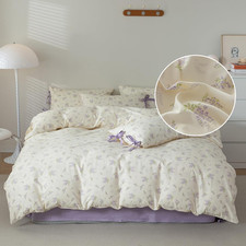 Purple Duvet Cover Set Twin XL 3 Pieces Lavender Flower Duvet Cover Girls Cottag