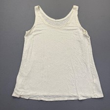 Eileen Fisher Womens White 100% Linen Scoop Neck Tank Top SBIZ Relaxed Fit S