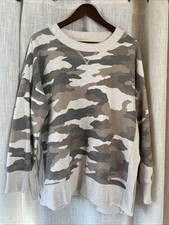 Aerie Womens Oversized Camo Sweatshirt L Taupe Comfy Outdoor Relaxed Boxy Casual