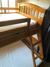 Wooden Bunk Bed Brown with 2 Storage Drawers Ladders Single & Double Mattresses
