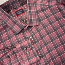UNTUCKit Shirt Mens Large Red Gray Plaid Slim Long Sleeve Button Down Classic