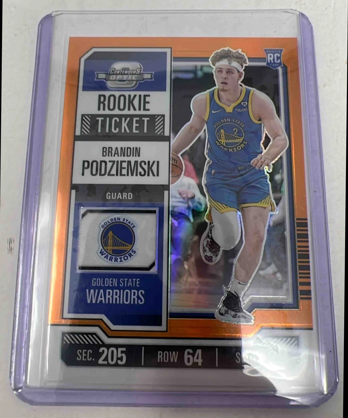2023 Panini Contenders Optic Brandin Podziemski Rookie Ticket Orange /49 #3 RC