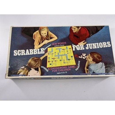 Vintage Scrabble For Juniors Crossword Game 1968 COMPLETE New Words 2 Sided