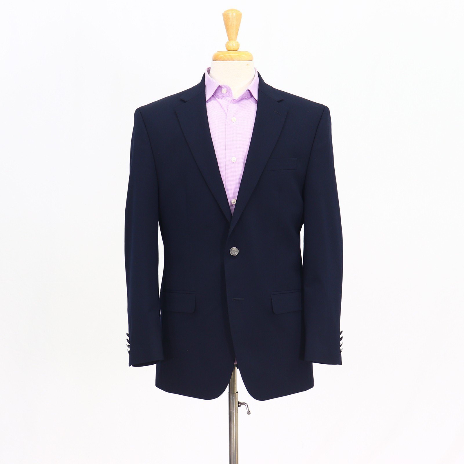 Michael Kors 40R Navy Sport Coat Blazer Jacket Solid 2-Button Wool Blend