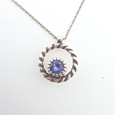 BRIGHTON 'Mini Halo' Reversible Necklace Purple Clear Crystal Silver Plate 18"