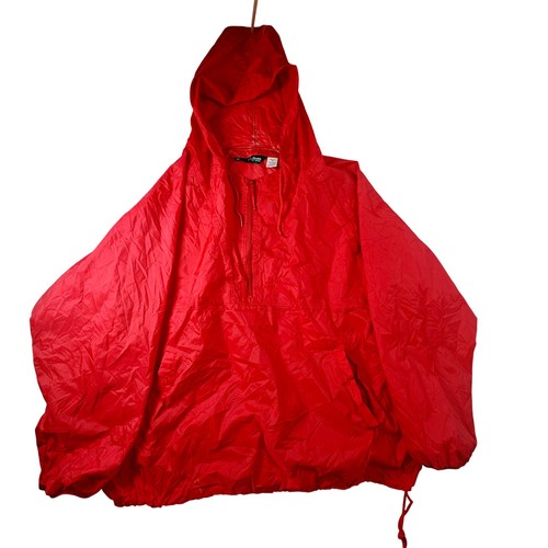 L.L.Bean, Vintage Hong Kong LL Bean Mens Large Red Nylon Quarter Zip Anorak Windbreaker