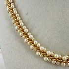 Vintage Gold Tone Rope Chain Necklace Faux Pearls 6” Retro Statement Jewelry — photo 2