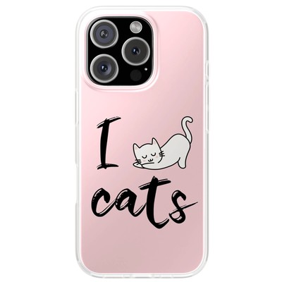 Graphic Case For Apple iPhone (16,15,14,13,12,11,X,8,7),I Love Cats Print