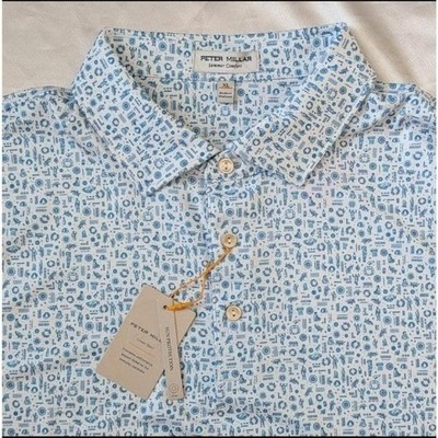 New Peter Millar Summer Comfort Greek Toga Party Performance Jersey Polo XL