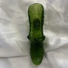 Vintage Green Daisy and Button Glass Cat Head Ladies Victorian Shoe estate sale  — photo 3