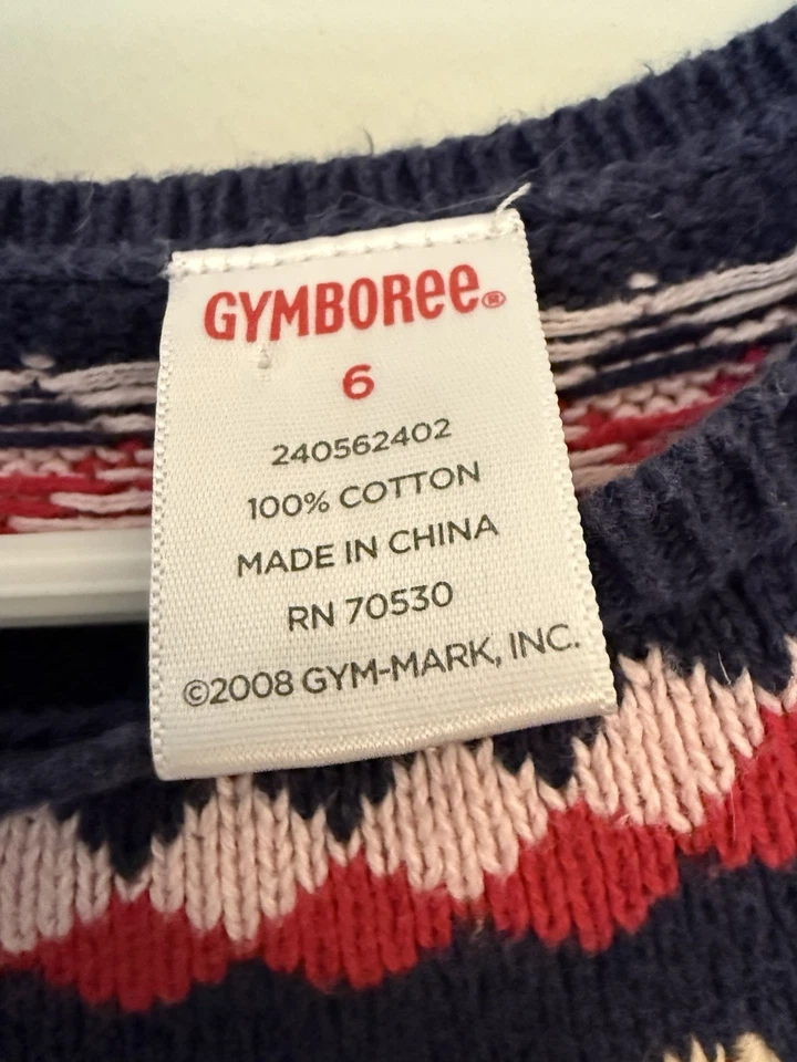 Gymboree Girls Size 6 Yorkie Dog Fair Isle Sweater Dress Short Sleeve Navy - Image 3 of 4